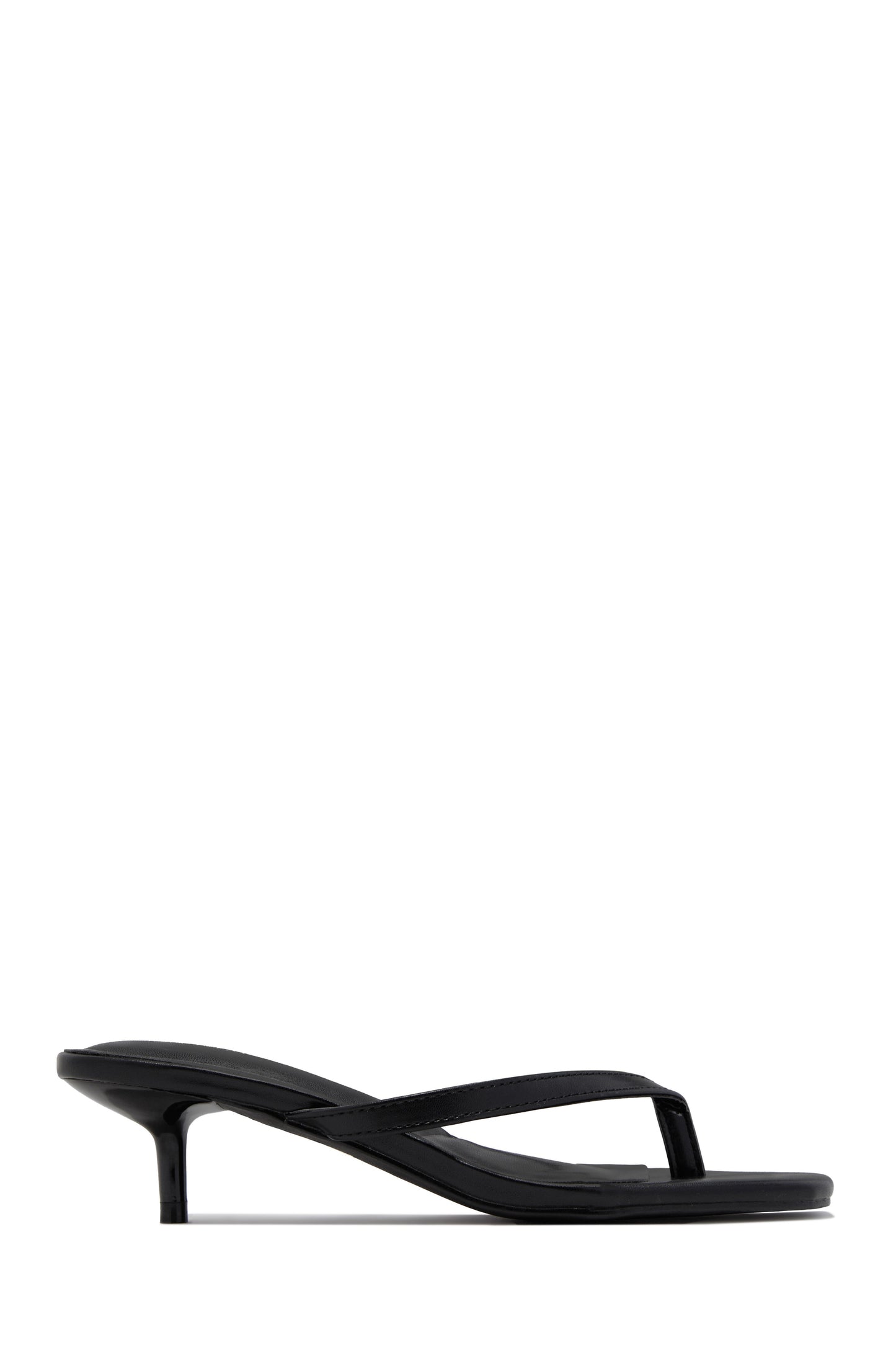 Mila Thong Strap Mid Heels - Black