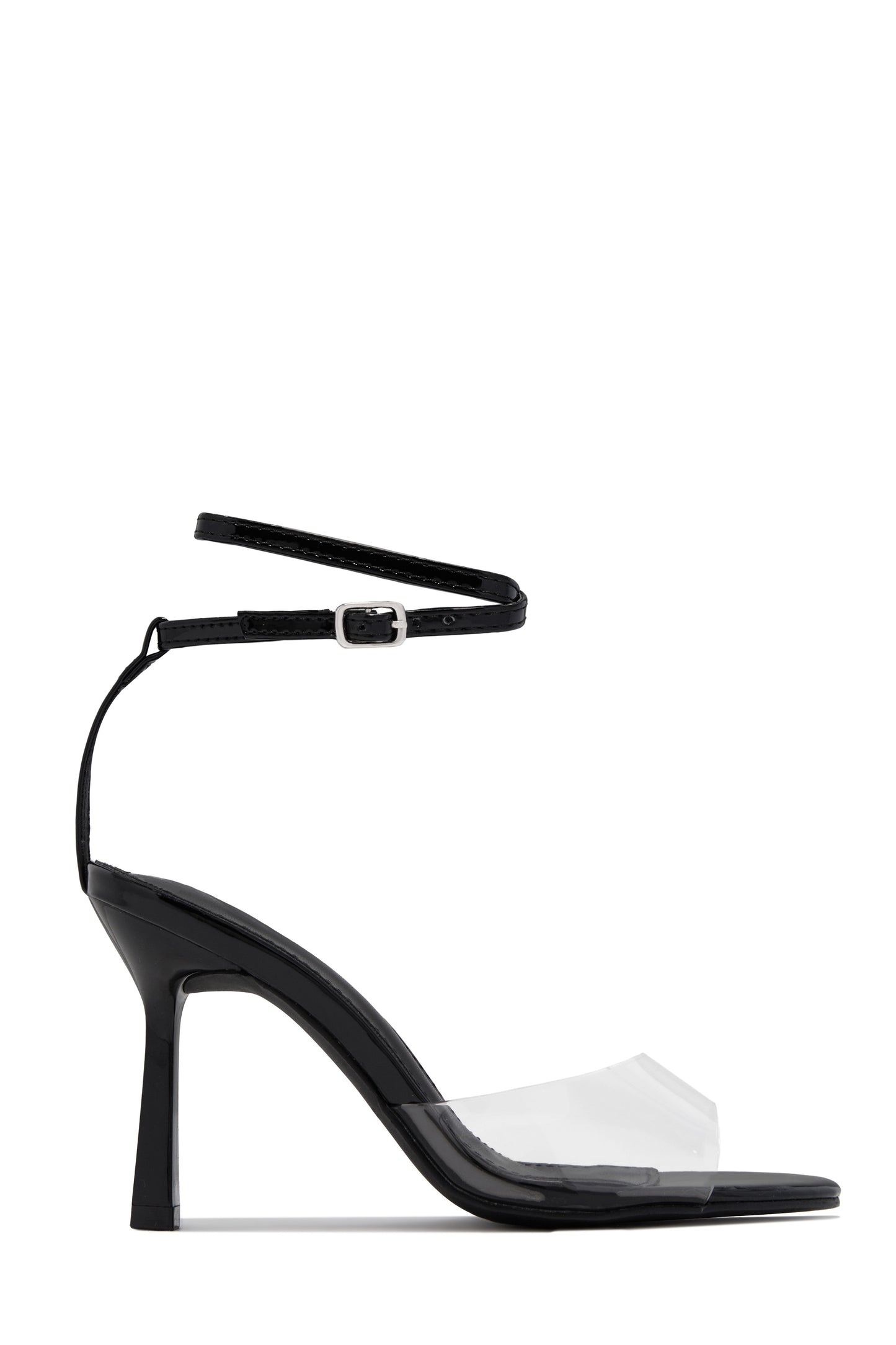 Rosalia Clear Strap Stiletto Heels – Black