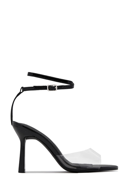 Rosalia Clear Strap Stiletto Heels – Black