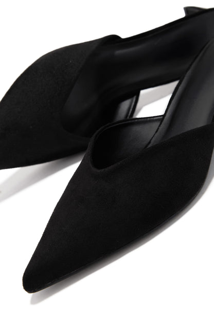 Danielle Mid Heel Mule Pumps - Black