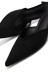 Danielle Mid Heel Mule Pumps - Black