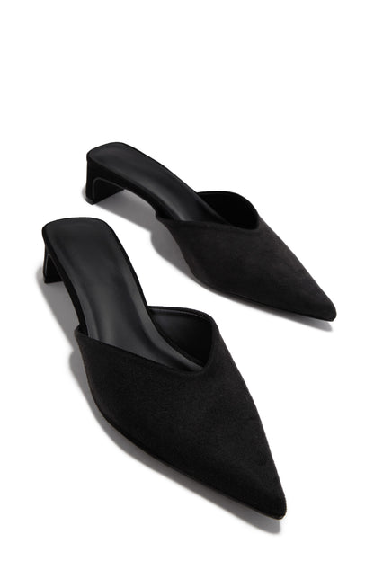 Danielle Mid Heel Mule Pumps - Black