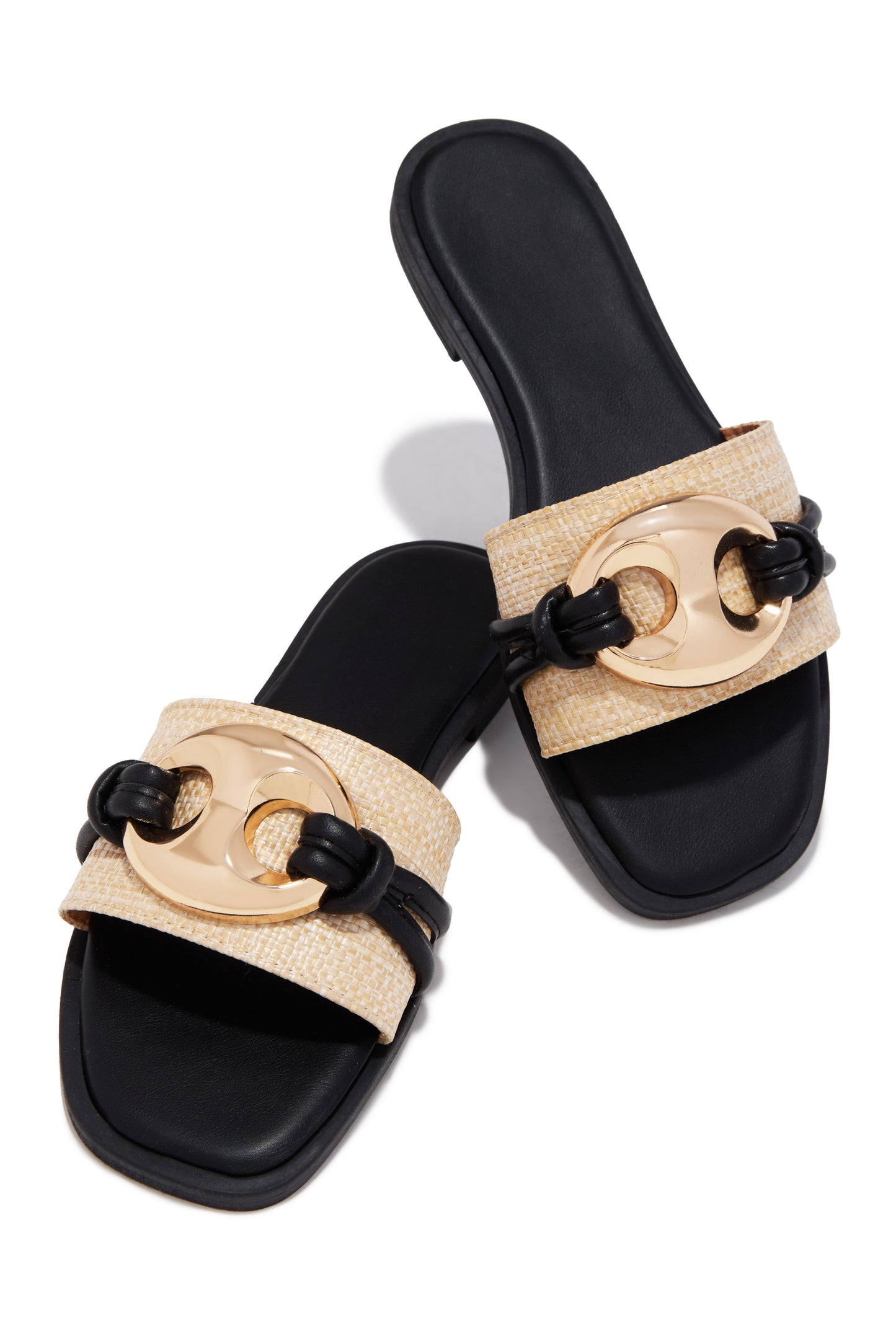 Ocean Kiss Flat Slip On Sandals - Black