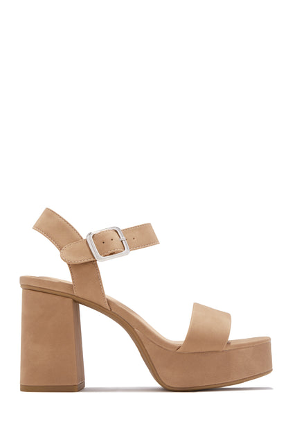 Cecilia Platform Chunky Heels - Nude