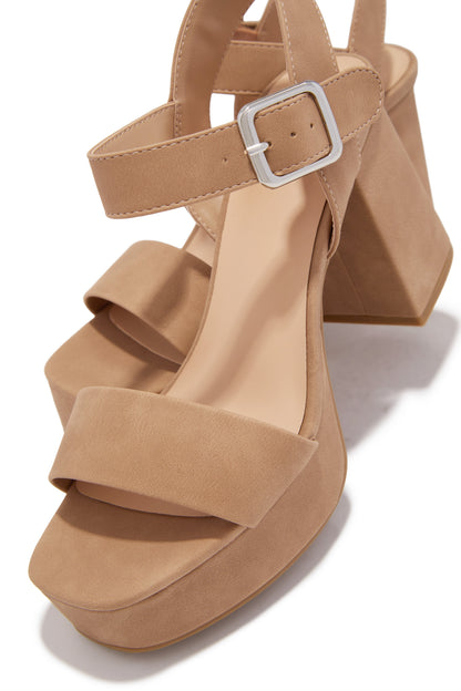 Cecilia Platform Chunky Heels - Nude