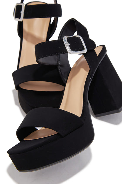 Cecilia Platform Chunky Heels - Black