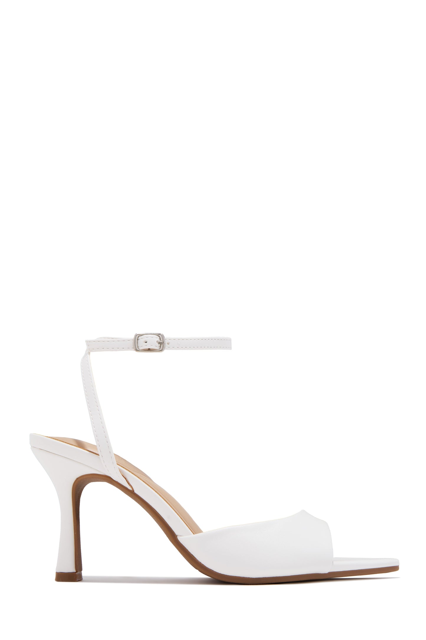 Melissa Ankle Strap Single Sole Heels - White