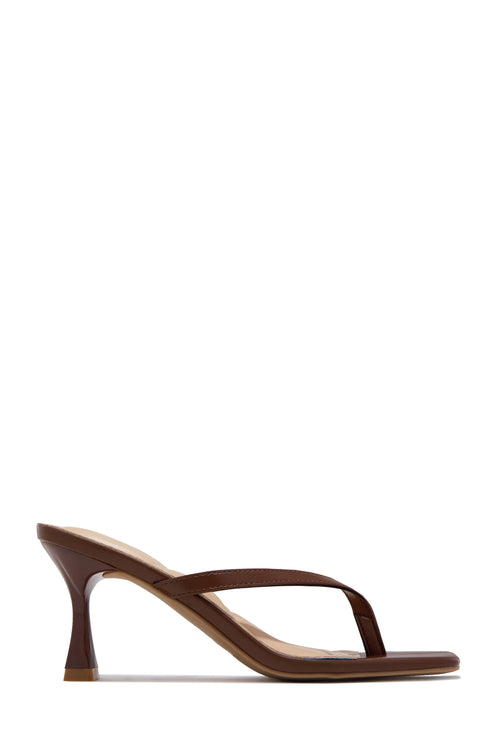 Angelie Mid Heel Mules - Brown PU