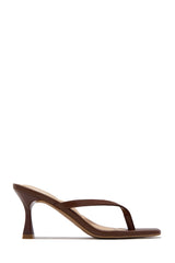 Angelie Mid Heel Mules - Brown PU