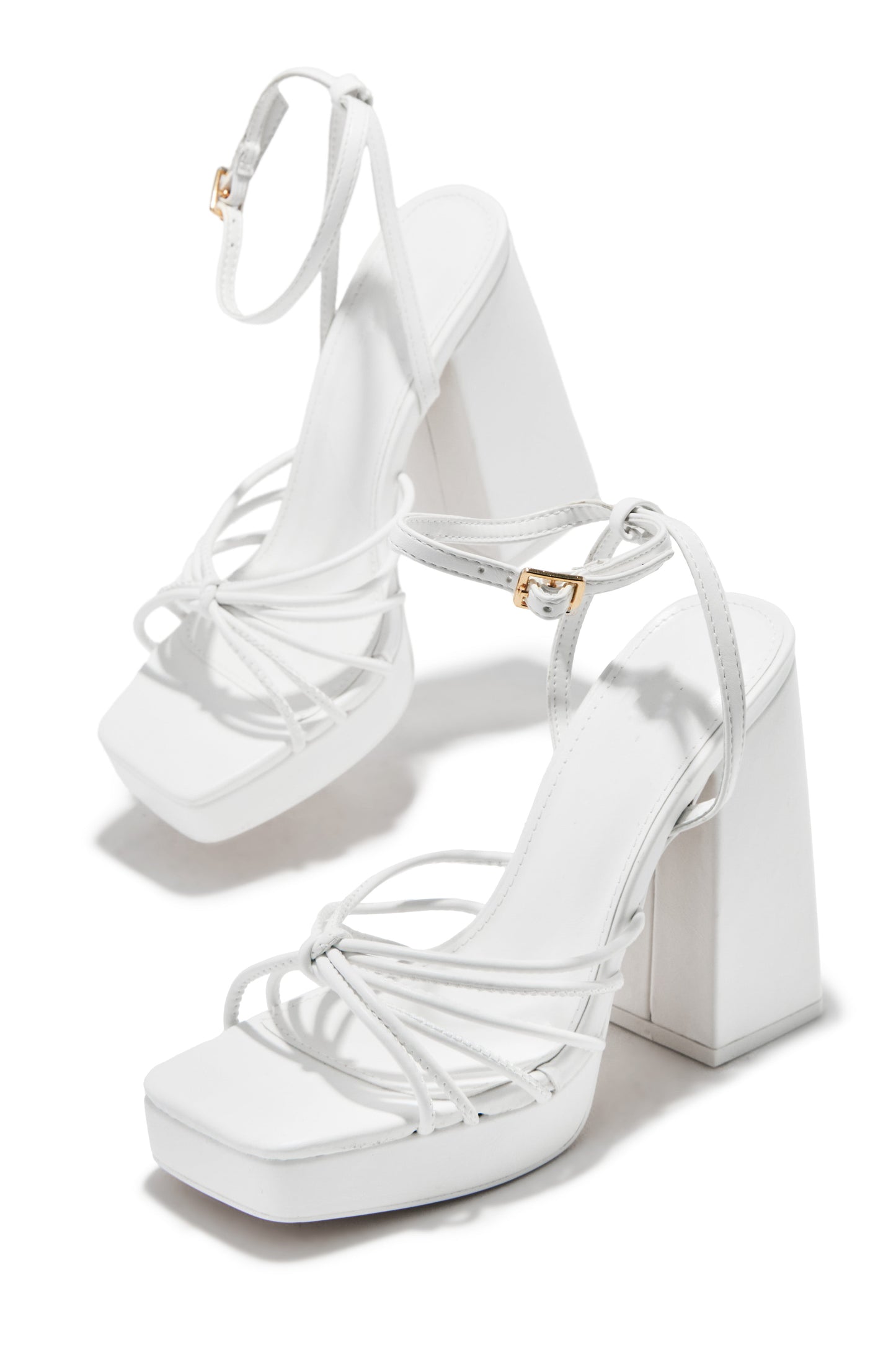 Lelia Platform Block Heels - White