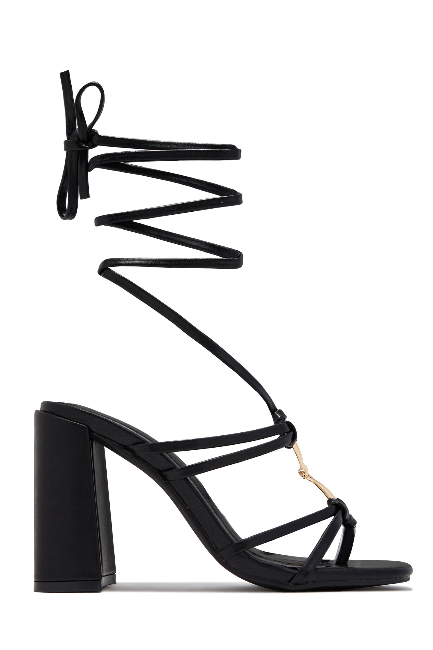 VIP Strut Lace Up Chunky Heels - Black
