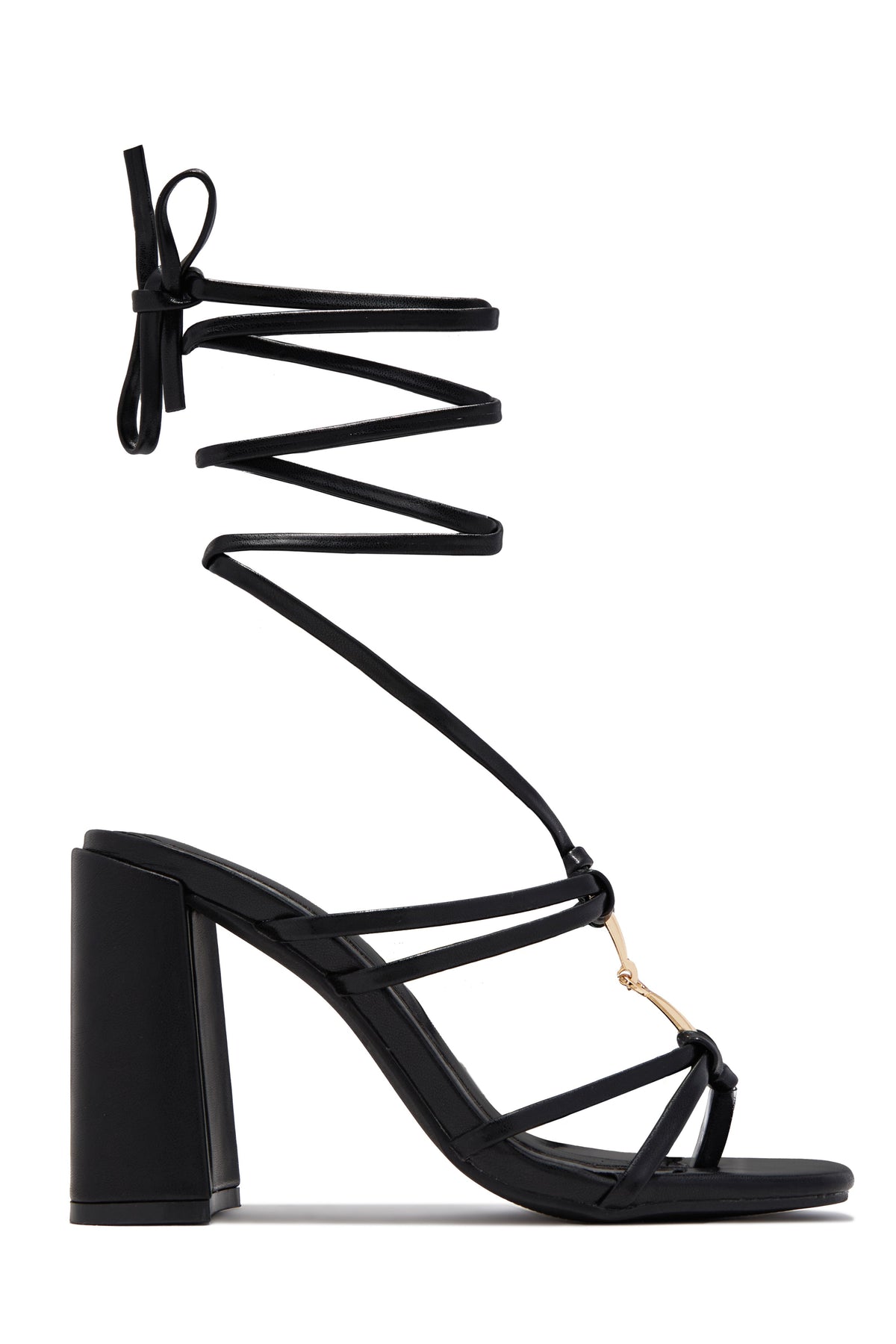 VIP Strut Lace Up Chunky Heels - Black