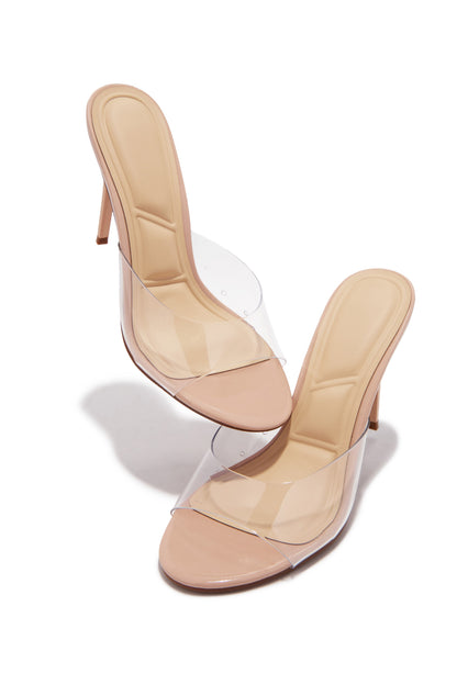 Lolita Clear Single Sole Mules - Nude