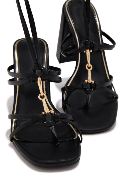 VIP Strut Lace Up Chunky Heels - Black