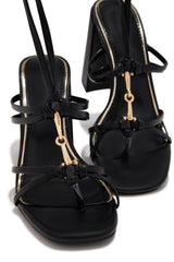 VIP Strut Lace Up Chunky Heels - Black