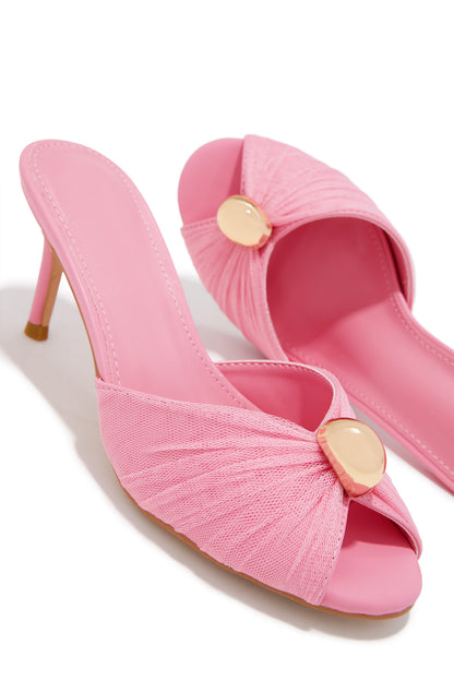 Olivia Peep Toe Single Sole Heels - Pink