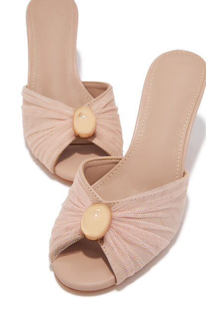 Olivia Peep Toe Single Sole Heels - Nude