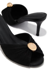 Olivia Peep Toe Single Sole Heels - Black