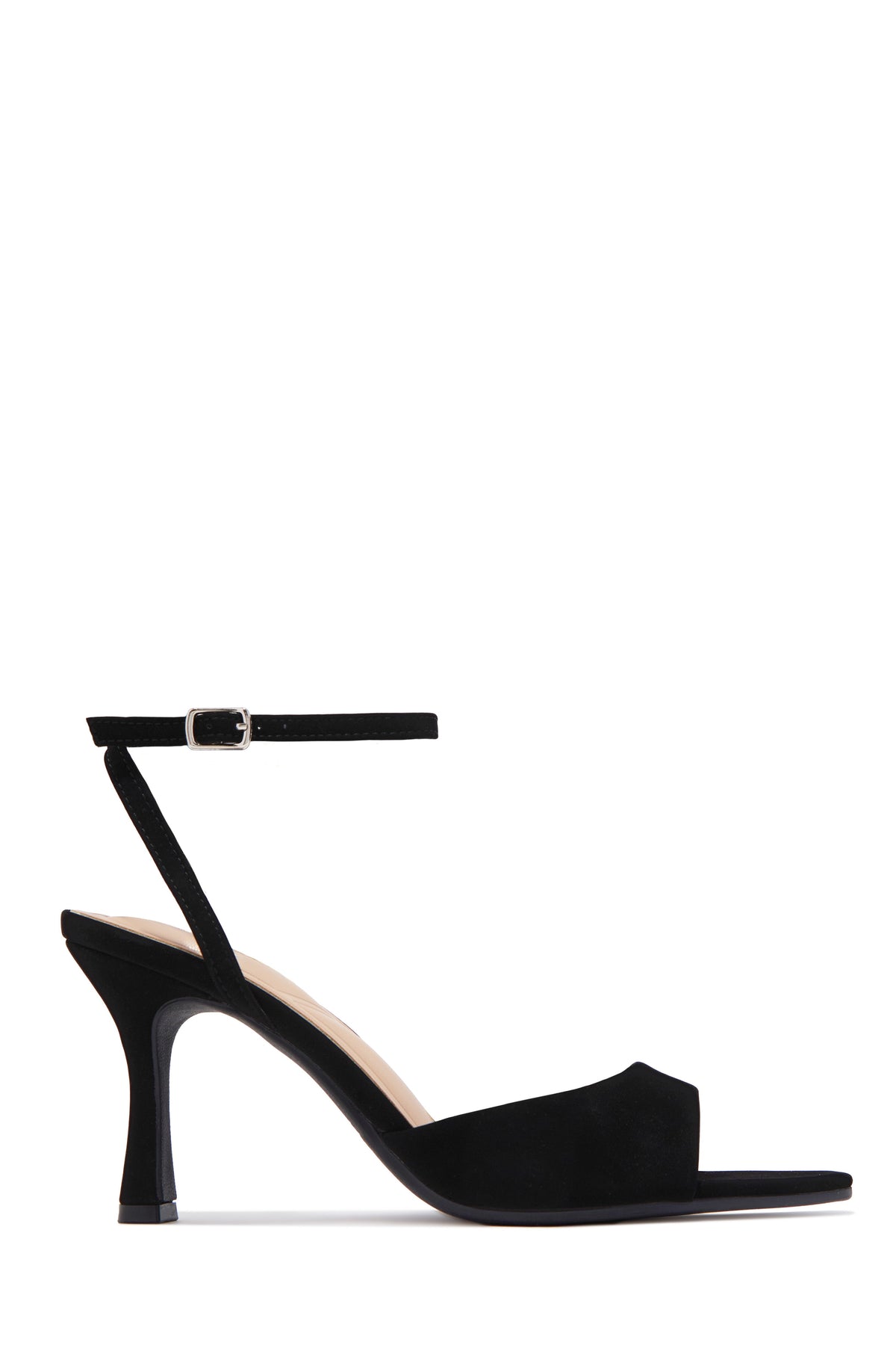 Melissa Ankle Strap Single Sole Heels - Black Nubuck