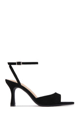 Melissa Ankle Strap Single Sole Heels - Black Nubuck