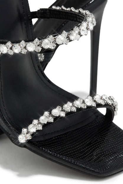 Amyna Embellished High Heel Mules - Black