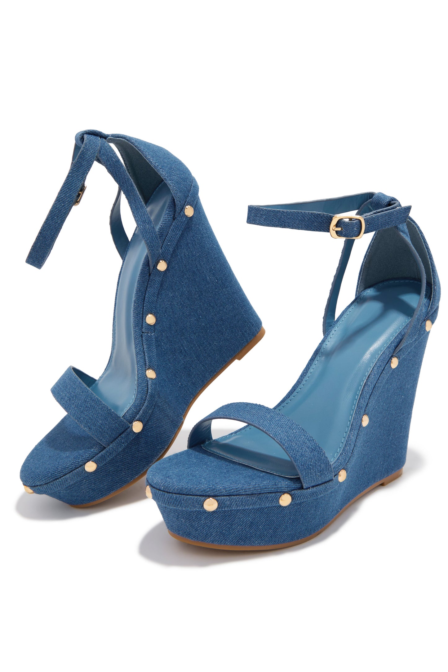Britni Platform Wedge Heels - Denim