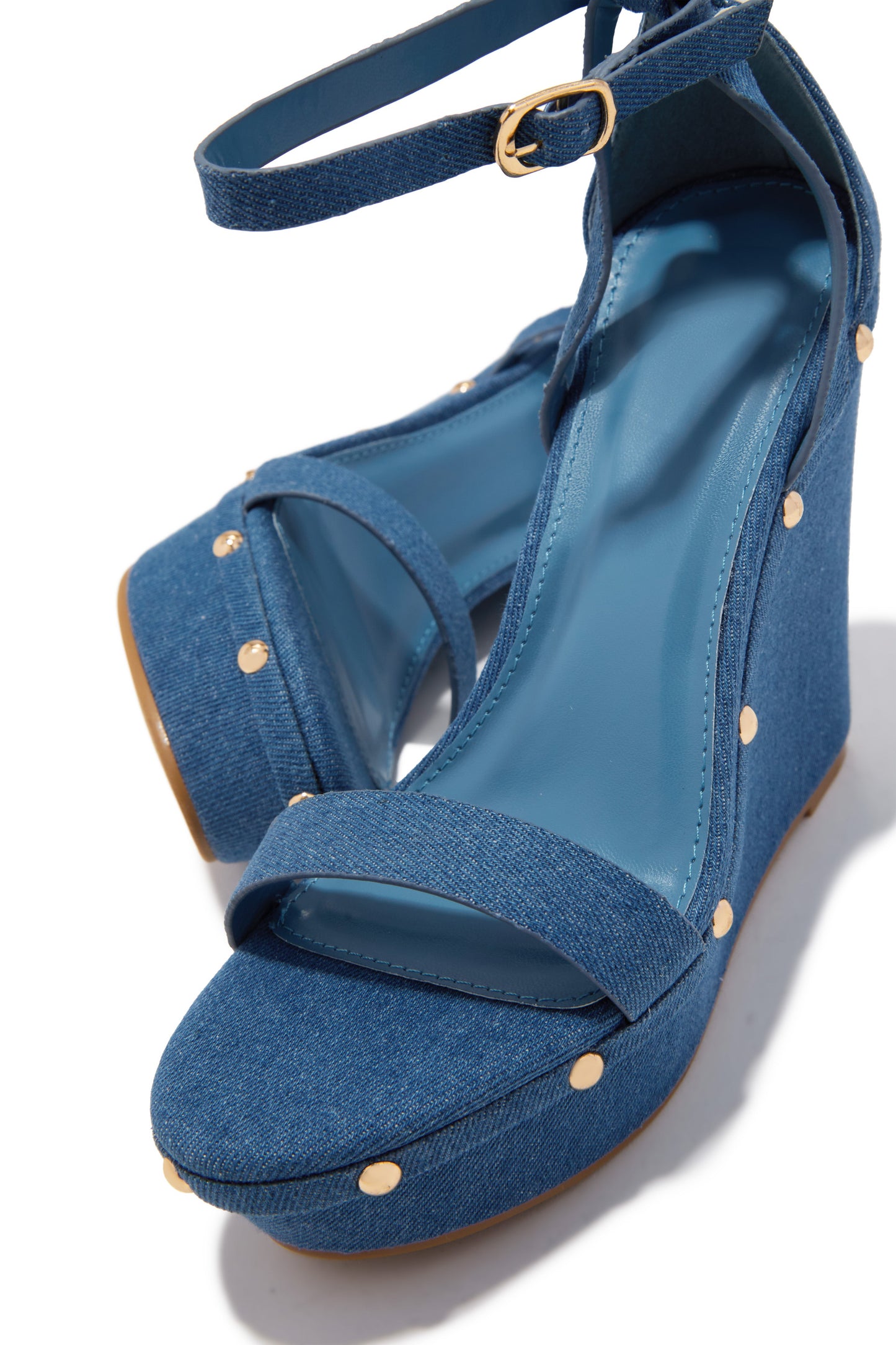 Britni Platform Wedge Heels - Denim