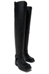 Nykko Knee High Moto Boots - Black
