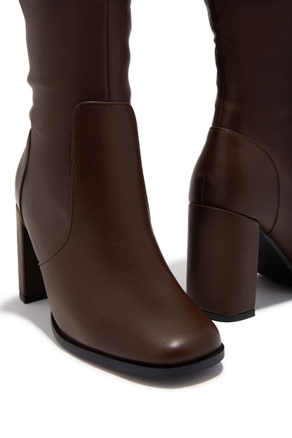 Paula Block Heel Boots - Brown