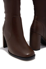 Paula Block Heel Boots - Brown
