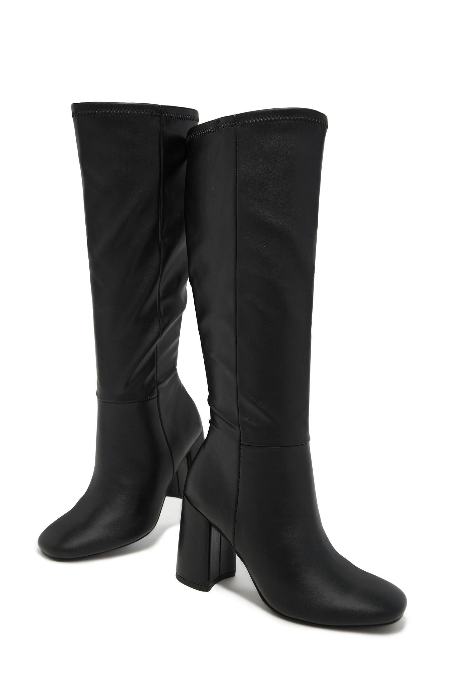 Viri Block Heel Knee High Boots - Black