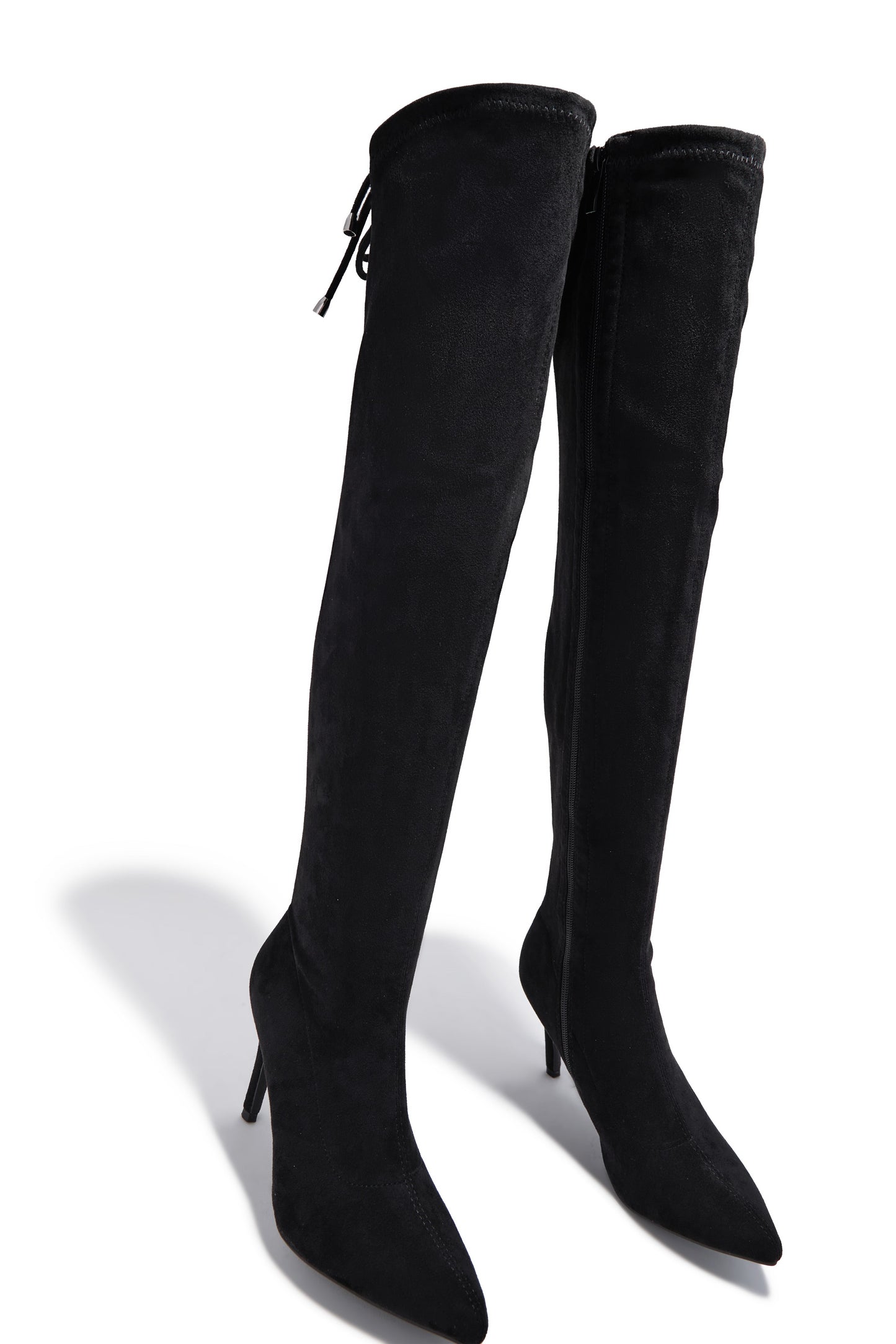 Gigi Over The Knee Heel Boots - Black Suede