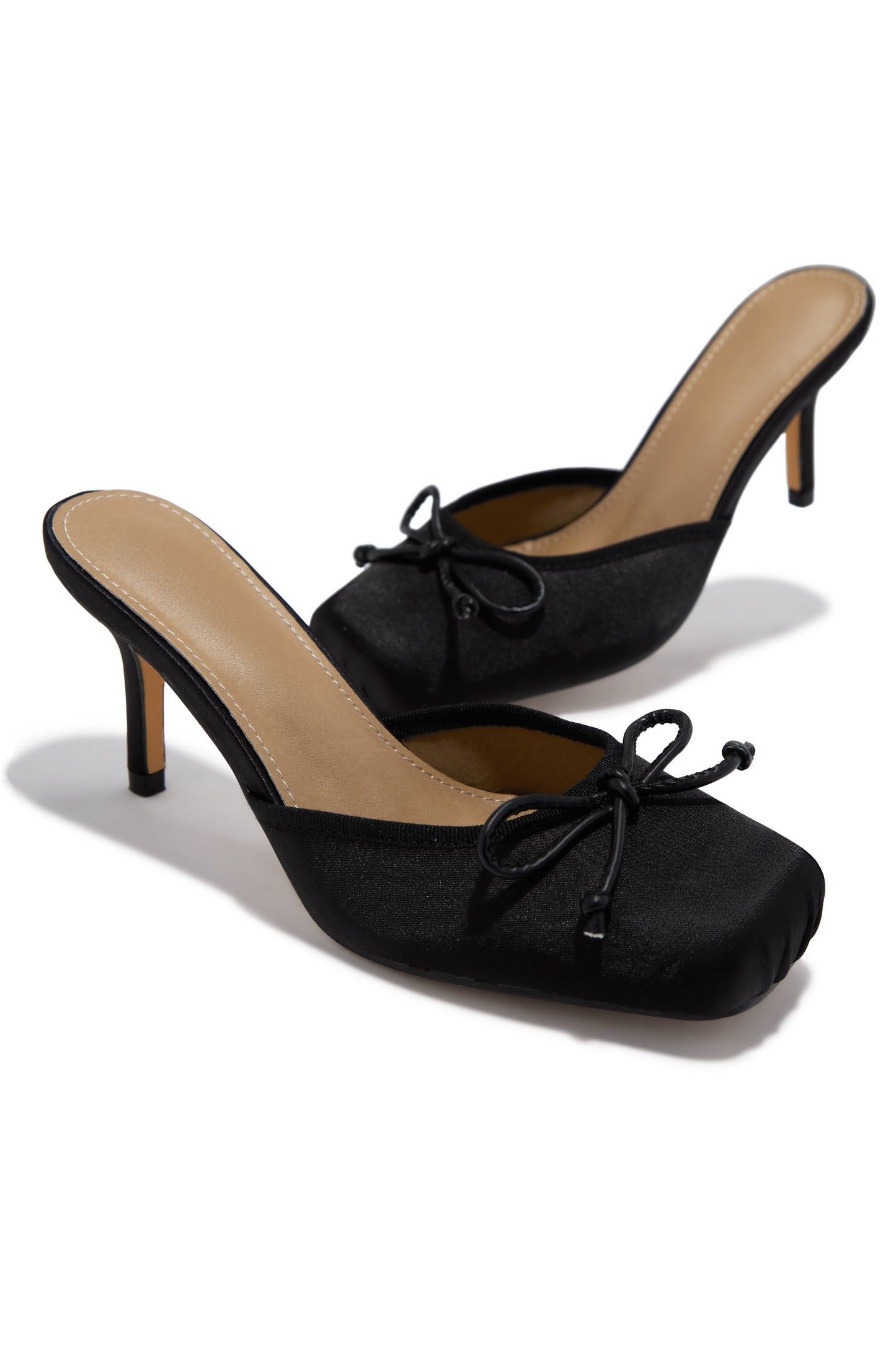 Tessa Ballet Mid Heel Mules - Black