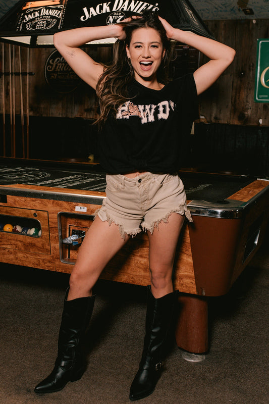 Breaking Horses Knotted "Howdy" Graphic Top (Black)