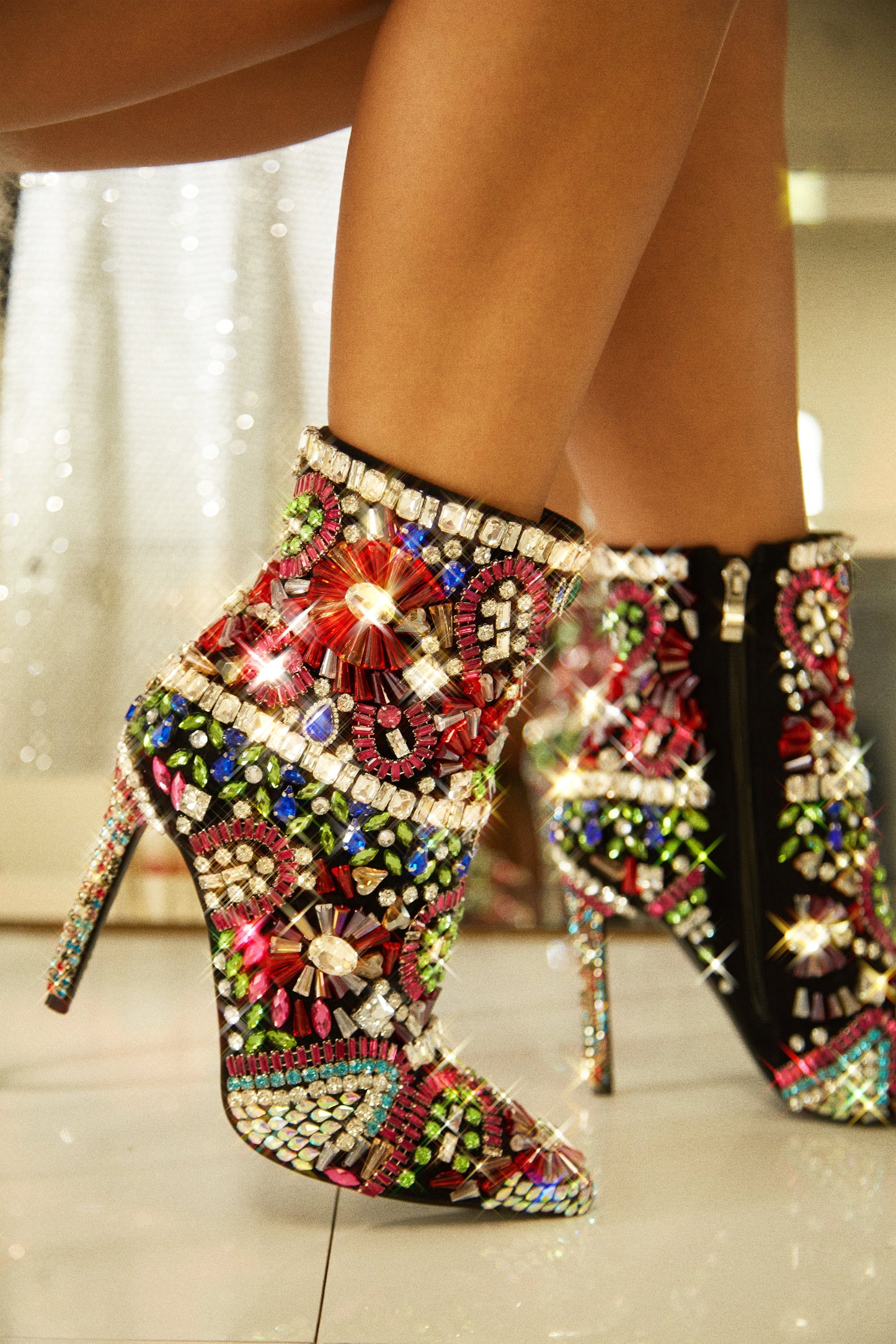 Nico Fully Embellished Ankle Boots - Multi