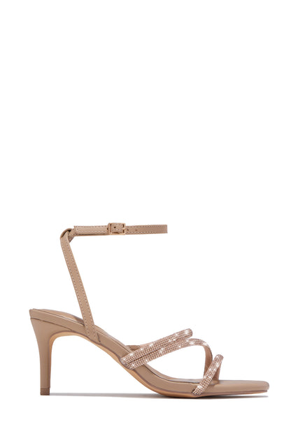 Annalise Embellished Mid Heels - Nude