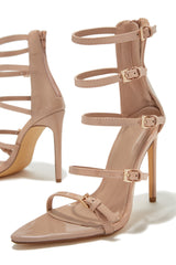 Milani Single Sole Multi Strap High Heels - Nude