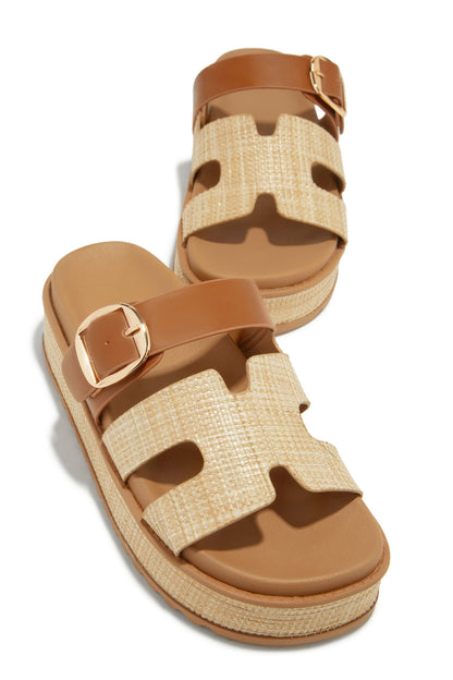 Resort Getaway Slip On Chunky Sandals - Nude