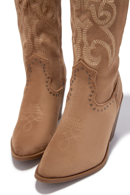 Festival Season Cowgirl Boots - Camel Suede