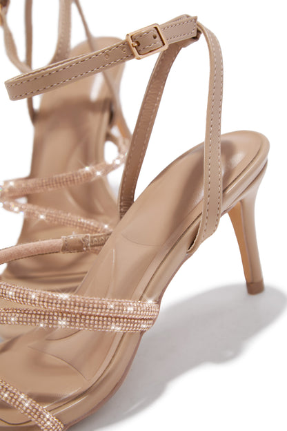 Annalise Embellished Mid Heels - Nude