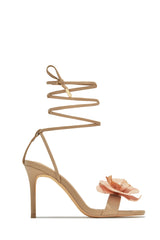 Vacay Getaway Lace Up Single Sole Heels - Nude