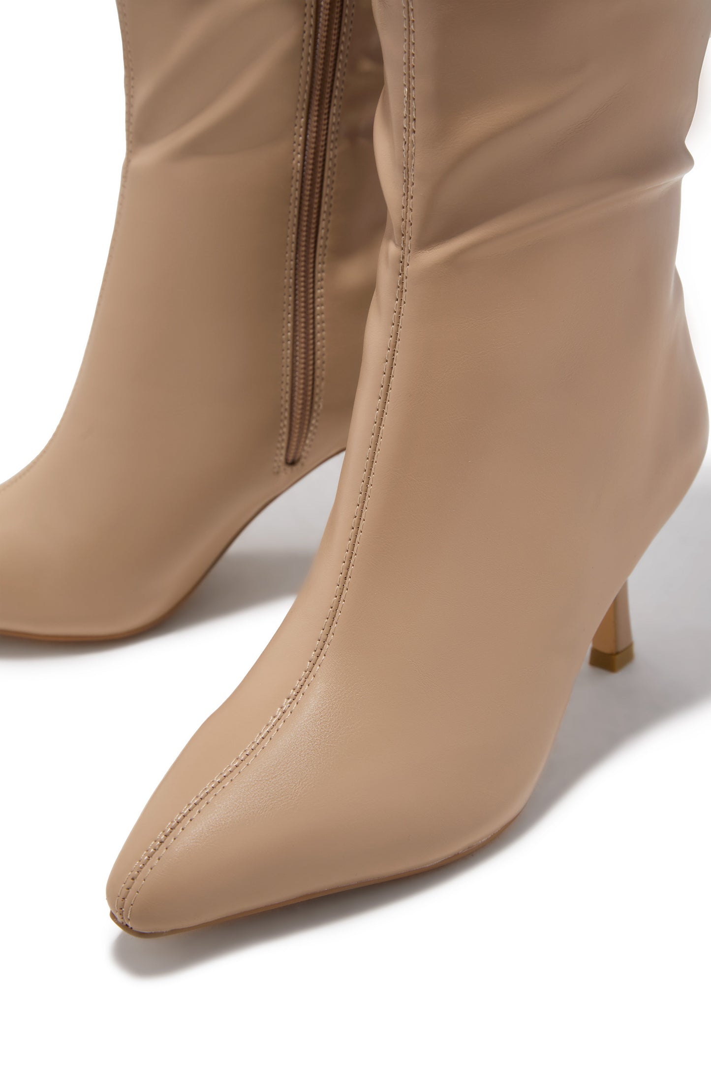 Jaylin Mid Heel Boots - Nude
