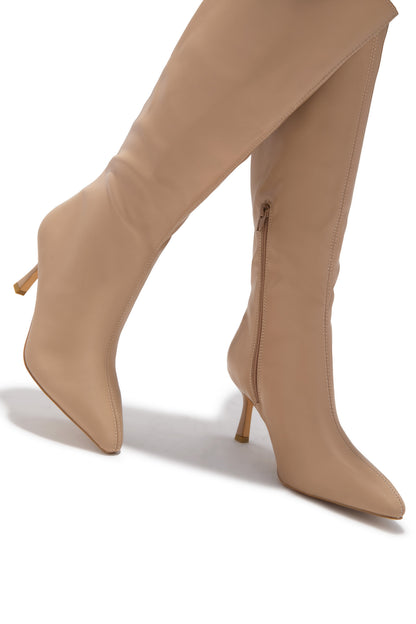 Jaylin Mid Heel Boots - Nude