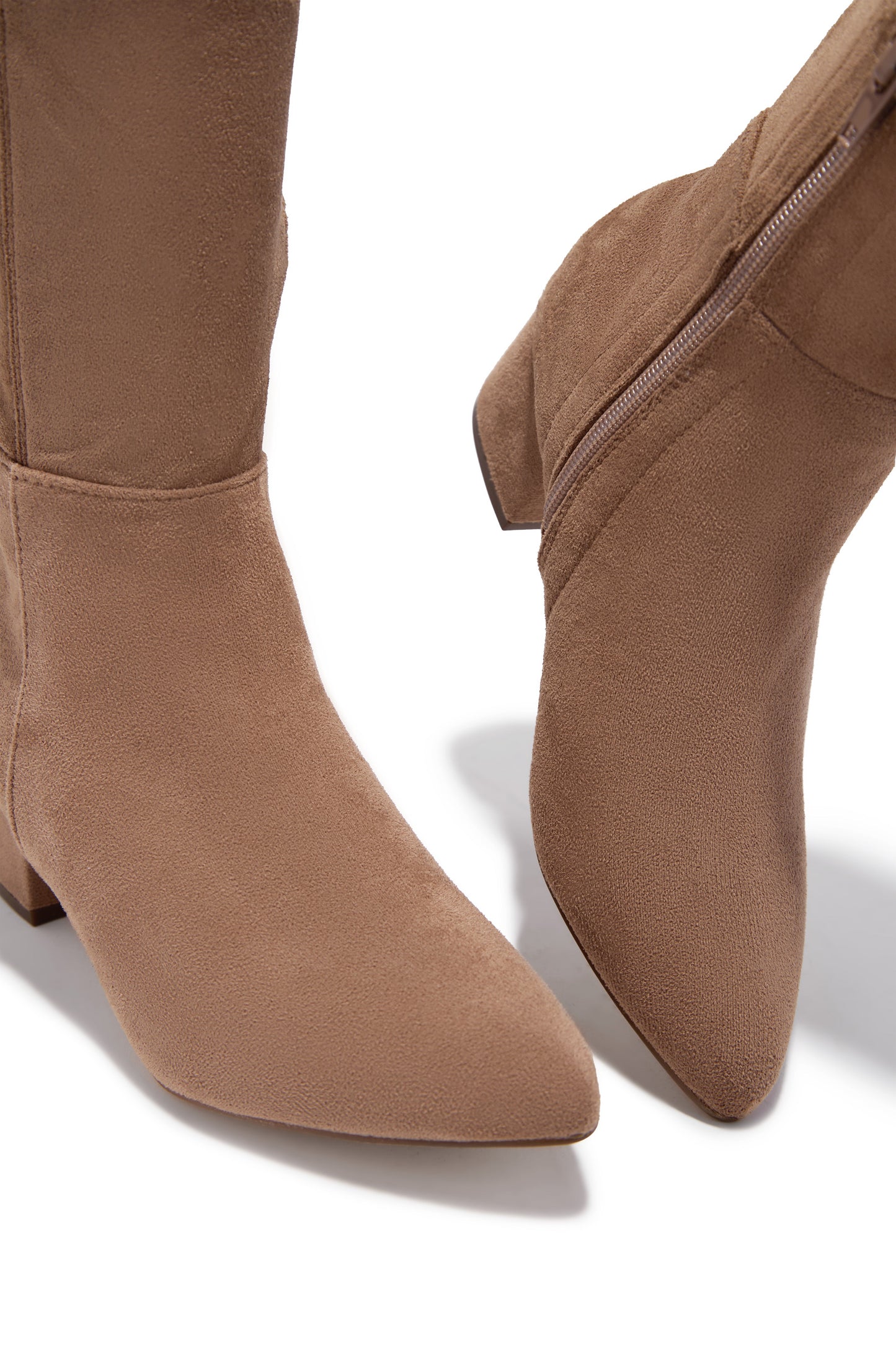 New Moon Over The Knee Block Heel Boots - Taupe