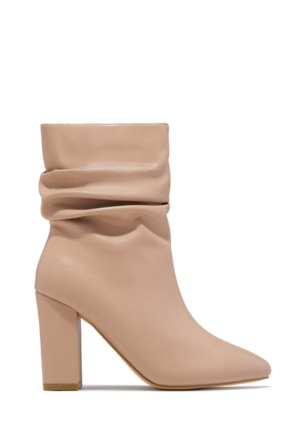 Sharon Block Heel Ankle Boot - Nude