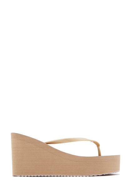 Lizzie Platform Thong Sandals - Nude
