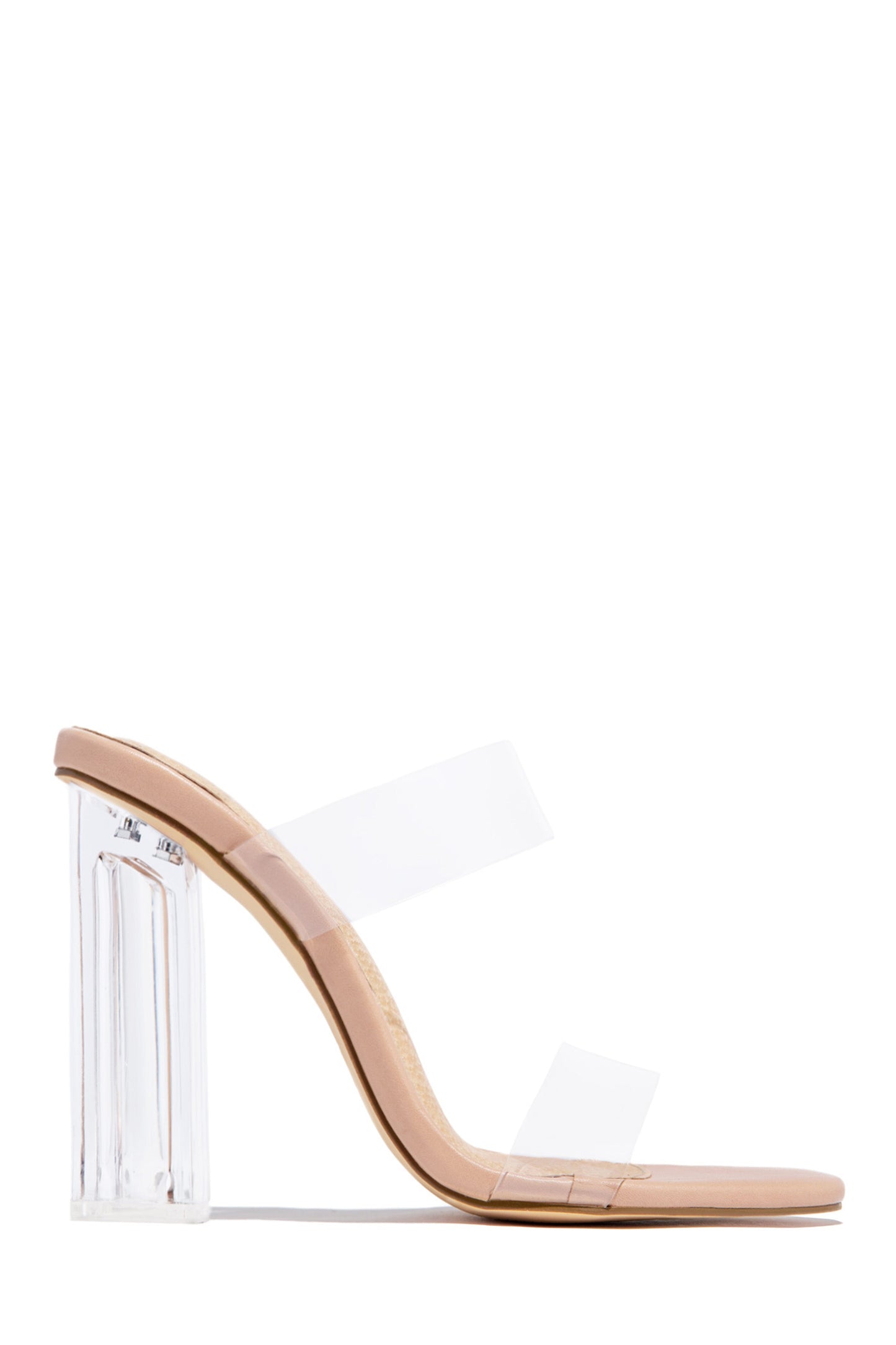 Your Next Date Clear Strap Block Heel Mules - Silver