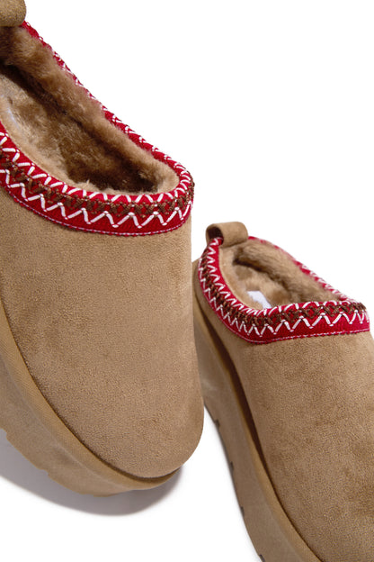 Cozy Weather Slip On Platform Flats - Oatmeal