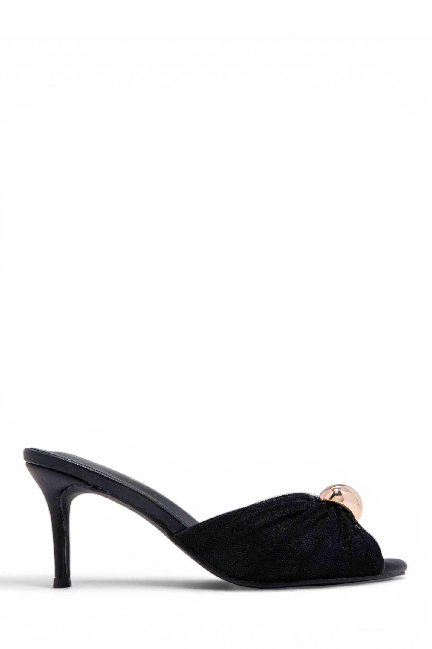 Olivia Peep Toe Single Sole Heels - Black