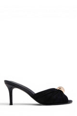 Olivia Peep Toe Single Sole Heels - Black